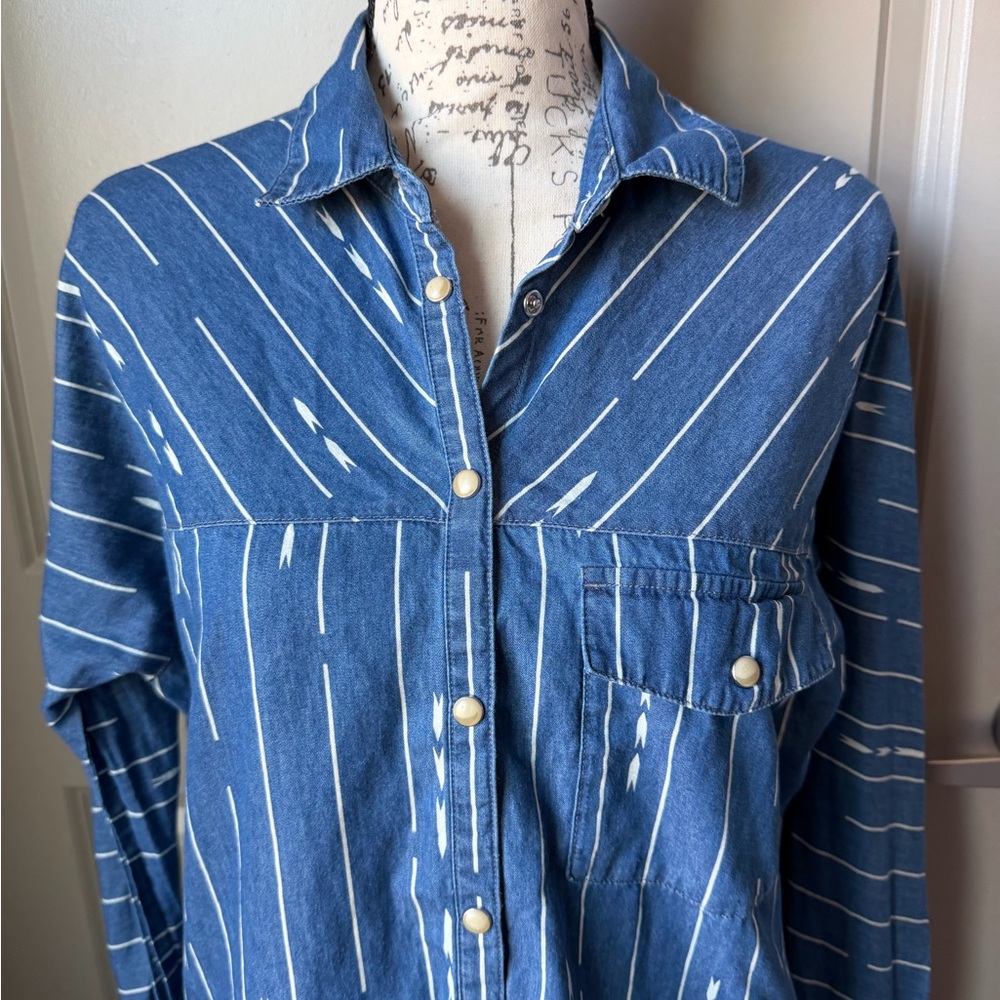 Pendleton Delaney Hi-Lo Denim Patterned Tunic - image 5